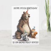 可愛いクマとリス誕生日に期待 カード (正面)