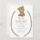 可愛いクマとリースベビーシャワーを心待ち 招待状 (正面)