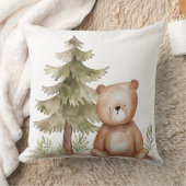 可愛いクマと松の木枕ウッドランド動物 クッション (ブランケット)