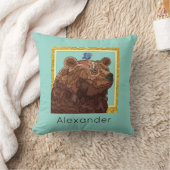 可愛いクマと蝶のキッズパーソナライズされた クッション (ブランケット)