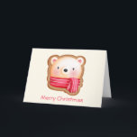 可愛いクマのクッキー画像WiNterテーマのクリスマス カード<br><div class="desc">クッキーの背景フレームに可愛くて愛らしいクマ顔がセットされたクリスマスカード。スカーフを赤と白着てストライプの。</div>