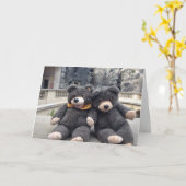 可愛いクマのハッピーネームデイカード カード (黄色い花)