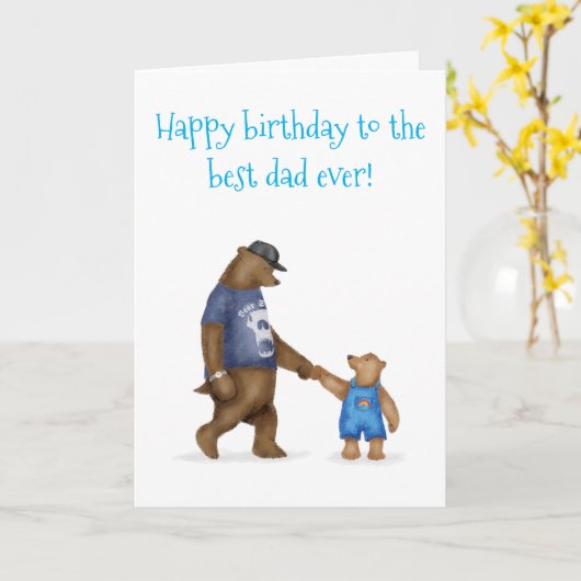 可愛いクマのバースデー最高のカード カード (黄色い花)