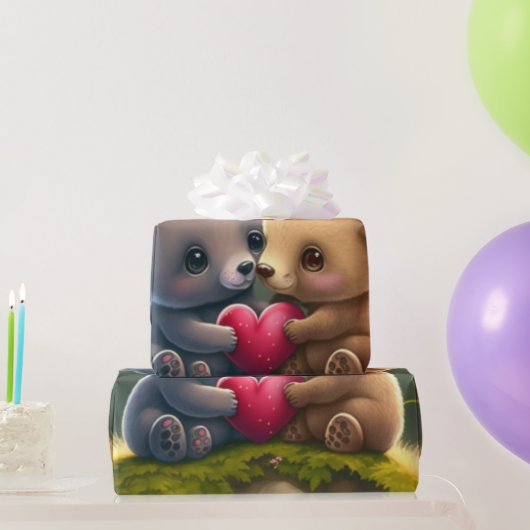 可愛いクマのラッピング紙 ラッピングペーパー (パーティーギフト)