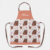 可愛いクマの母とベビーと縁ど花 エプロン (正面)
