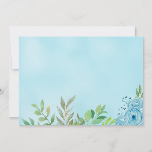 可愛いクマの水彩青い緑の少年の赤ちゃんシャワー 招待状 (裏面)