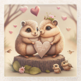 可愛いクマの漫画 ガラスコースター