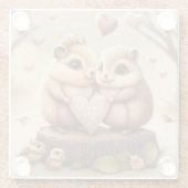 可愛いクマの漫画 ガラスコースター (裏面)