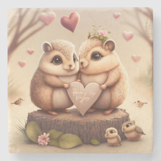 可愛いクマの漫画 ストーンコースター (正面)