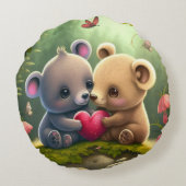 可愛いクマの漫画 ラウンドクッション (裏面)