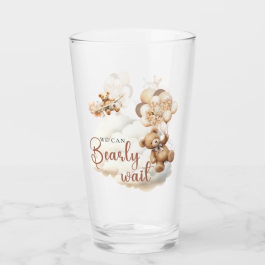 可愛いクマの赤ちゃんシャワー飲んで待つことができる タンブラーグラス (正面)