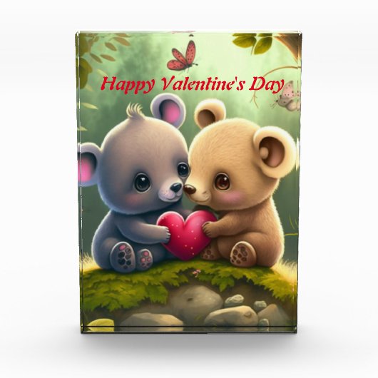 可愛いクマを愛で抱き締め フォトブロック (正面)