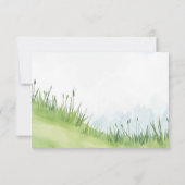 可愛いクマ保持標識RSVPカード草の背景 出欠カード (裏面)