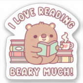 可愛いクマ大好き読のカナリアおもしろい シール (正面)