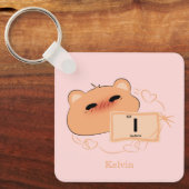 可愛いクマ愛"私"パーソナライズされたカップルのキーチェーン キーホルダー (正面)