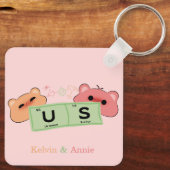 可愛いクマ愛"私"パーソナライズされたカップルのキーチェーン キーホルダー (裏面)