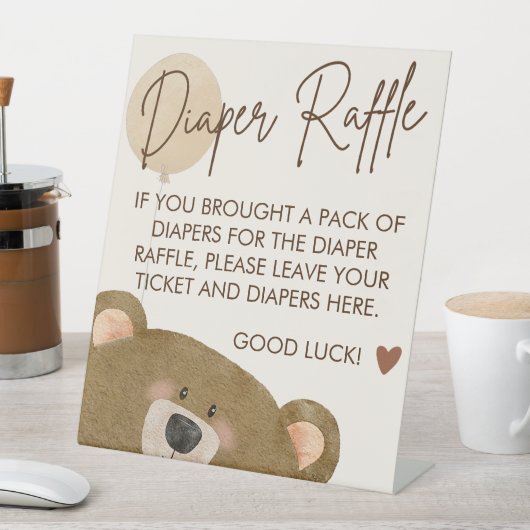 可愛いクマ我々は赤ちゃんシャワーを心待ちにできる 台座サイン (インサイチュ)