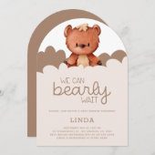 可愛いクマ我々は赤ちゃんシャワーアーチを待つことができる 招待状 (正面/裏面)