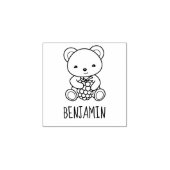 可愛いクマ持ちベリー名前をカスタムする1x1 ラバースタンプ (インプリント)