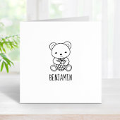 可愛いクマ持ちベリー名前をカスタムする1x1 ラバースタンプ