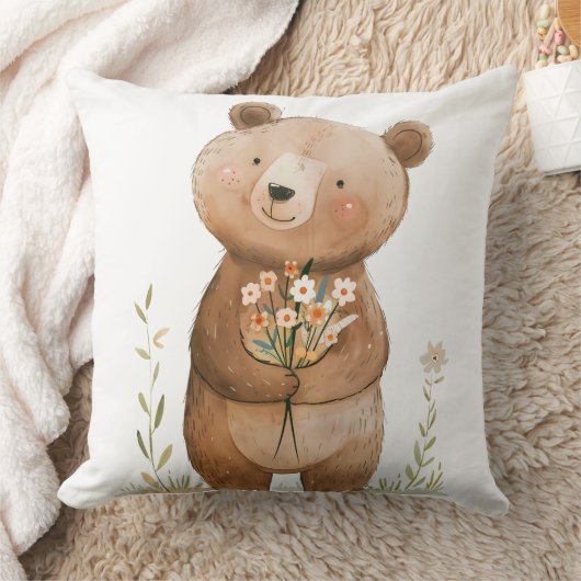 可愛いクマ持ち花枕かわいいテディ クッション (ブランケット)