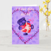 可愛いクマ母の日記愛する母 カード (黄色い花)