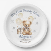 可愛いクマ私たちは心底待ち男の子の赤ちゃんシャワー ペーパープレート (正面)