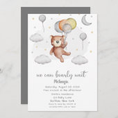 可愛いクマ私たちは心底待ち男の子の赤ちゃんシャワー 招待状 (正面/裏面)