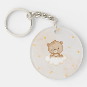可愛いクマ私たちは赤ちゃんシャワーを待つことができる キーホルダー