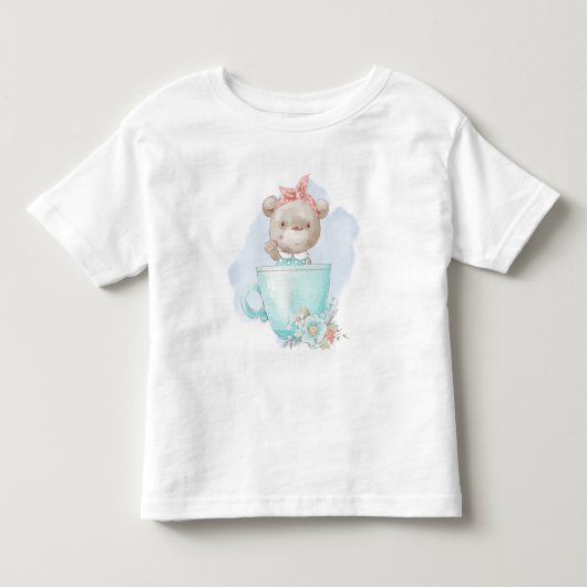 可愛いクマ茶カップを作る トドラーTシャツ (正面)