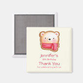 可愛いクマ顔インレッドスカーフ誕生日ありがとう マグネット (正面/裏面)