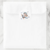 可愛いクマ飛んでいるウイスカラーのシール ラウンドシール (バッグ)