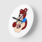 可愛いクマ ラウンド壁時計 (傾斜)