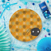 可愛いクモとクモの巣ハロウィンパターン(の模様が)あるー ペーパープレート (パーティー)