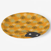 可愛いクモとクモの巣ハロウィンパターン(の模様が)あるー ペーパープレート (アングル)