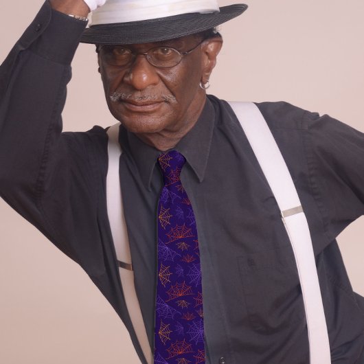 可愛いクモの巣ハロウィーン濃い紫 ネクタイ