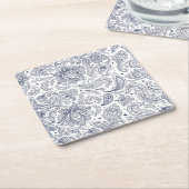 可愛いクラシカル花柄 スクエアペーパーコースター (アングル)