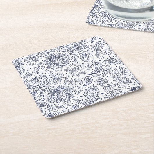 可愛いクラシカル花柄 スクエアペーパーコースター (アングル)