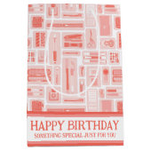 可愛いクリエイティブアート用品コーラルレッド ミディアムペーパーバッグ (正面)