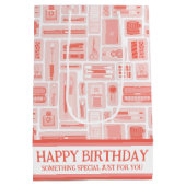 可愛いクリエイティブアート用品コーラルレッド ミディアムペーパーバッグ (裏面)