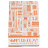 可愛いクリエイティブアート用品ピーチオレンジパターン ミディアムペーパーバッグ (裏面)