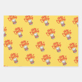 可愛いクリスマスかわいい子猫をモチーフにした黄色い背景 ラッピングペーパーシート (正面)