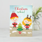 可愛いクリスマスが来た!キッズホリデーカード シーズンカード (スタンド正面)