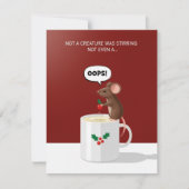 可愛いクリスマスのねずみの「おっと!」マグカップ クリスマスカード (正面)