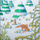 可愛いクリスマスのウサギとキツネ雪シーンTシャツ Tシャツ