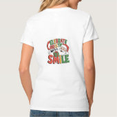 可愛いクリスマスのサンタの笑顔Tシャツ 女性用 Tシャツ (裏面)