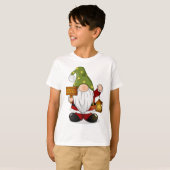 可愛いクリスマスのノームランタンとウッドサイン付き Tシャツ (正面フル)