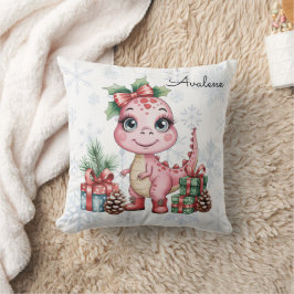 可愛いクリスマスのピンクの恐竜のベビーシャワーのギフト クッション