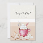 可愛いクリスマスのホットココアとクッキーの水彩画 (正面)