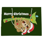 可愛いクリスマスの休日のスロートにメッセージを追加 ラージペーパーバッグ (正面)